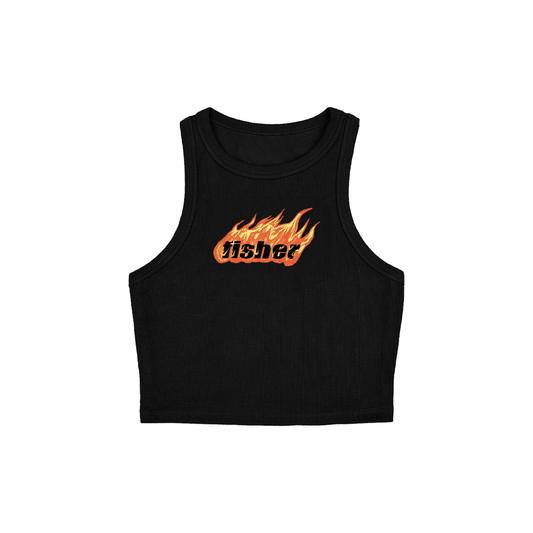 Flame Cropped Tank (Black)